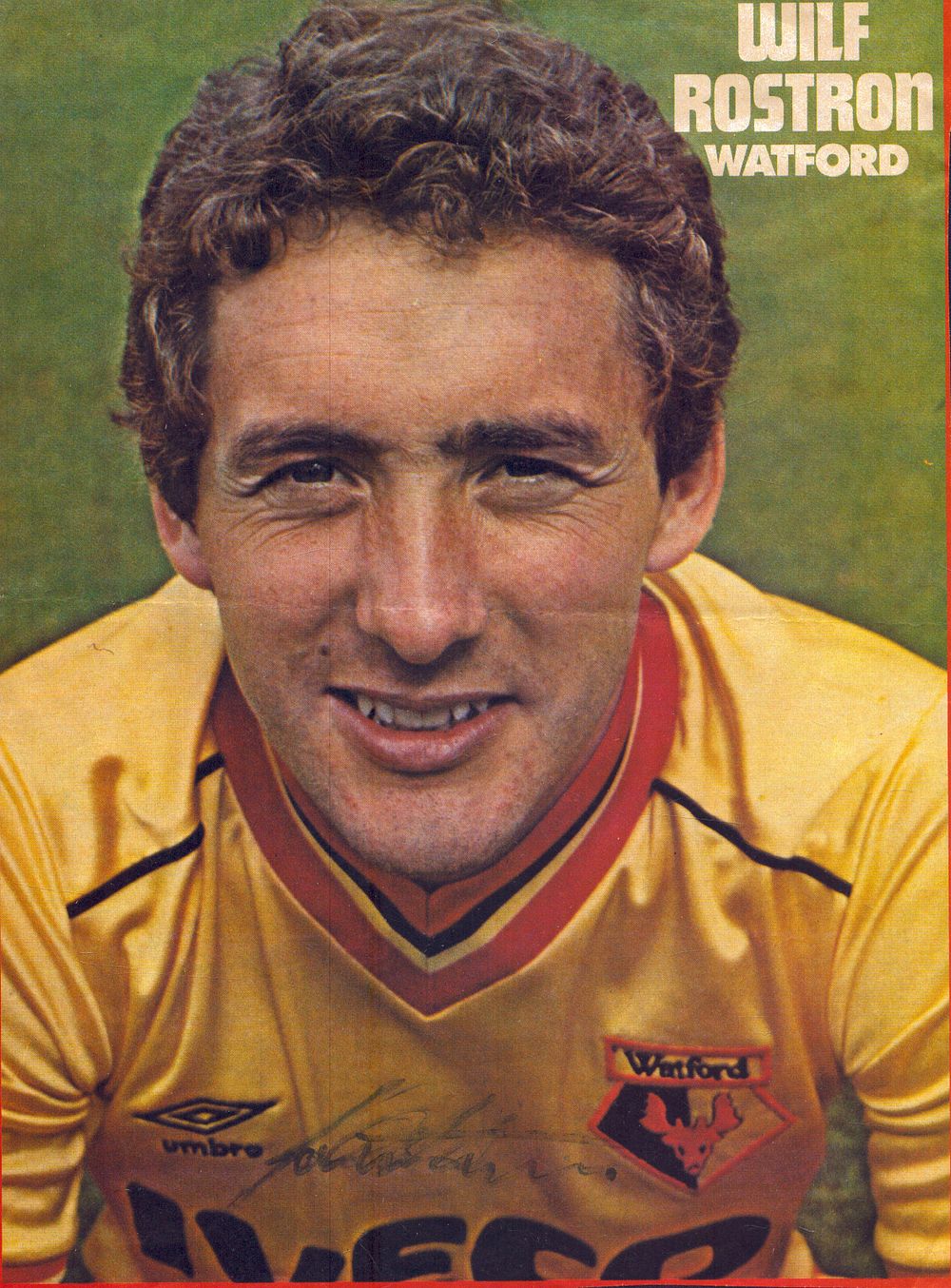 Lot 365: Wilf Rostron signed coloured magazine cut out.