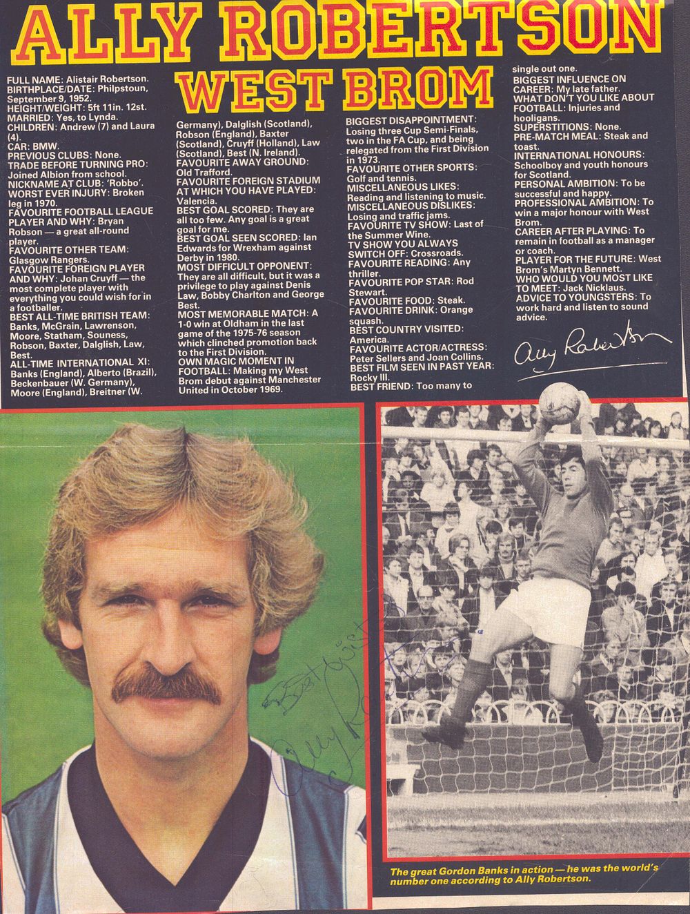 Lot 366: Ally Robertson signed coloured magazine cut out.
