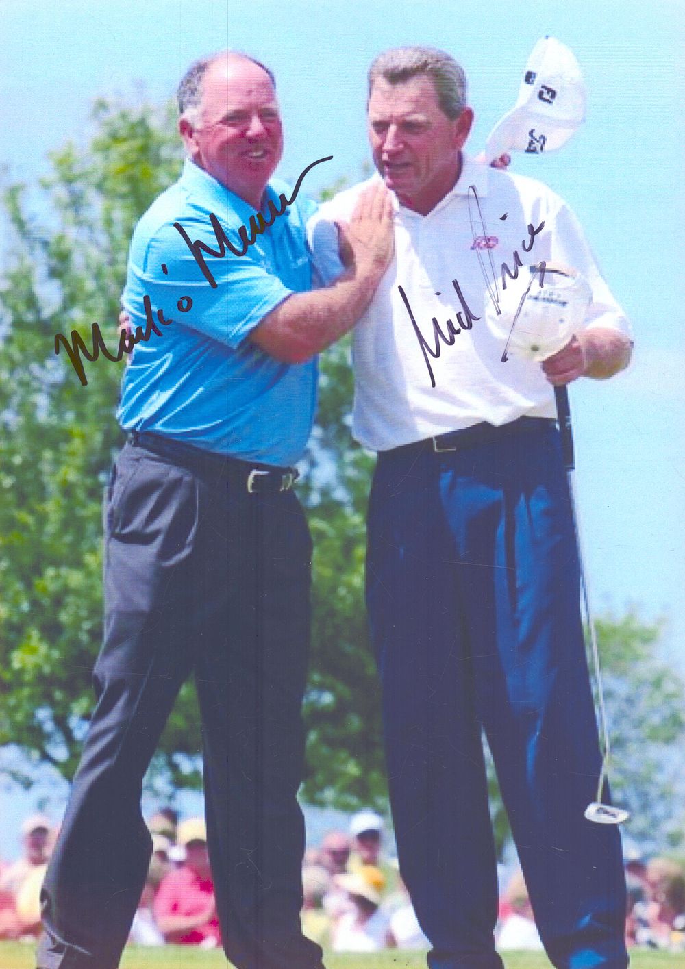 Lot 372: Mark O'Meara and Nick Price signed coloured photo,...