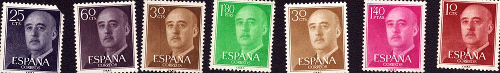 Lot 383: Franco Definitives Mint Hinged 1955 Spanish Stamps.