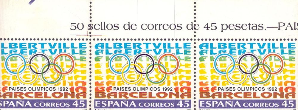 Lot 385: Albertville- Barcelona Winter/ Summer Olympics 1992 Spanish Stamps.