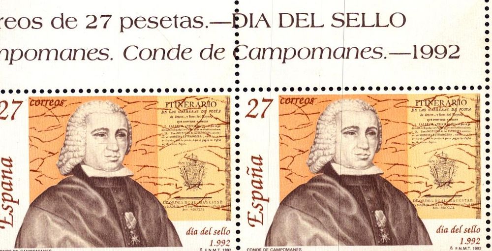 Lot 394: Conde De Campomanes 1992 Spanish Stamps.