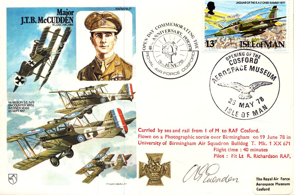 Lot 405: A Evenden signed Major J.T.B.McCudden Commemorating The 40th...