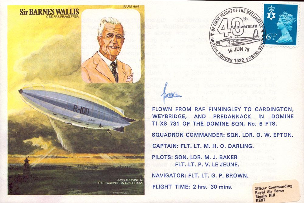 Lot 430: Sqn Ldr M J Baker signed Sir Barnes...