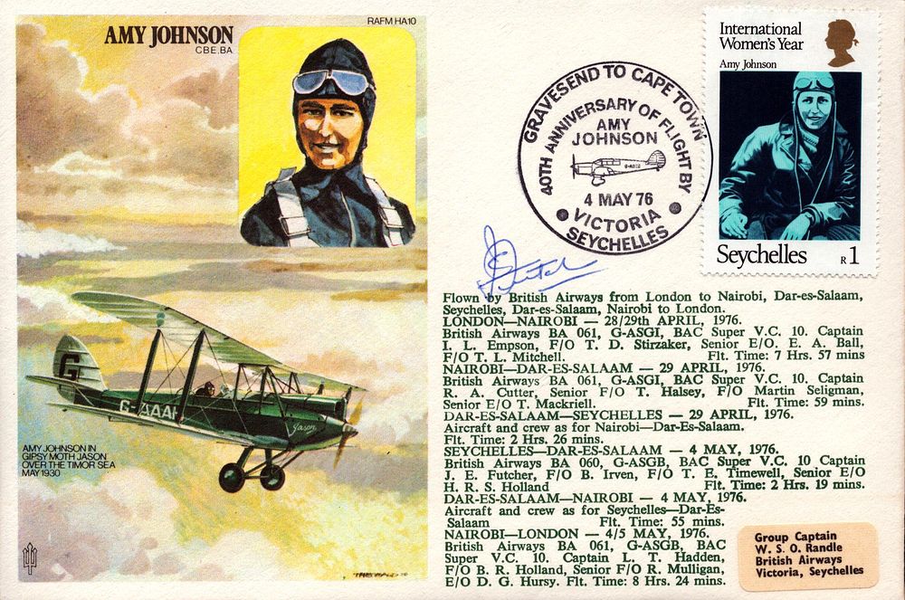 Lot 433: Cpt J E Futcher signed Amy Johnson FDC....
