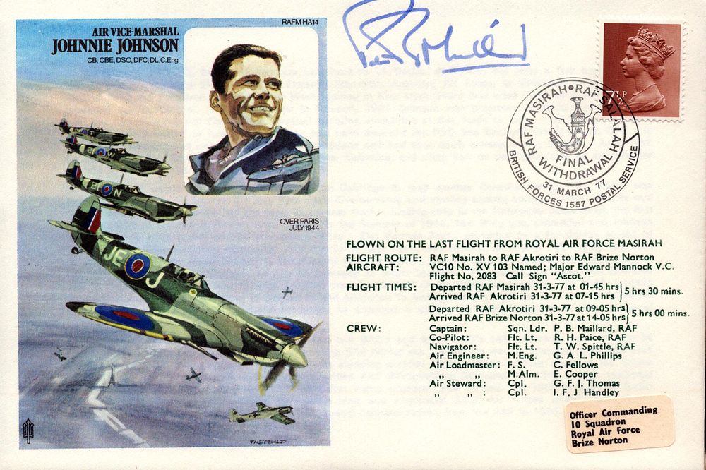 Lot 436: Sqn Ldr P Mailard signed Air Vice Marshall...