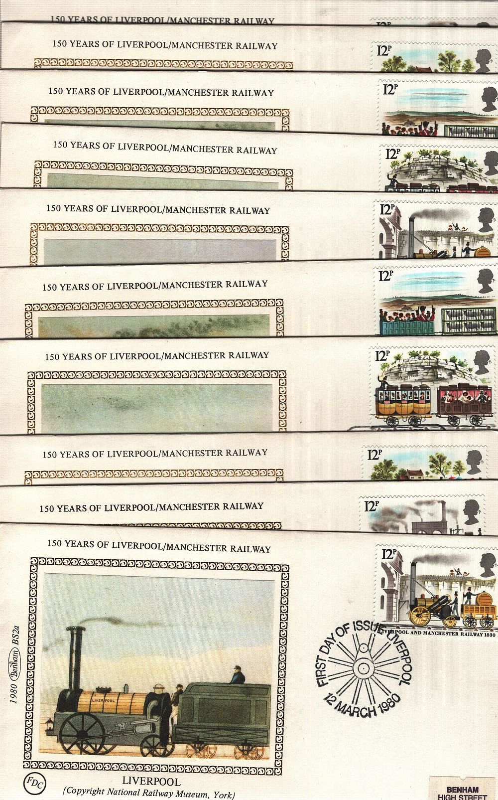 Lot 445: FDC Benham Collection 10. 150 Years of Liverpool/Manchester...