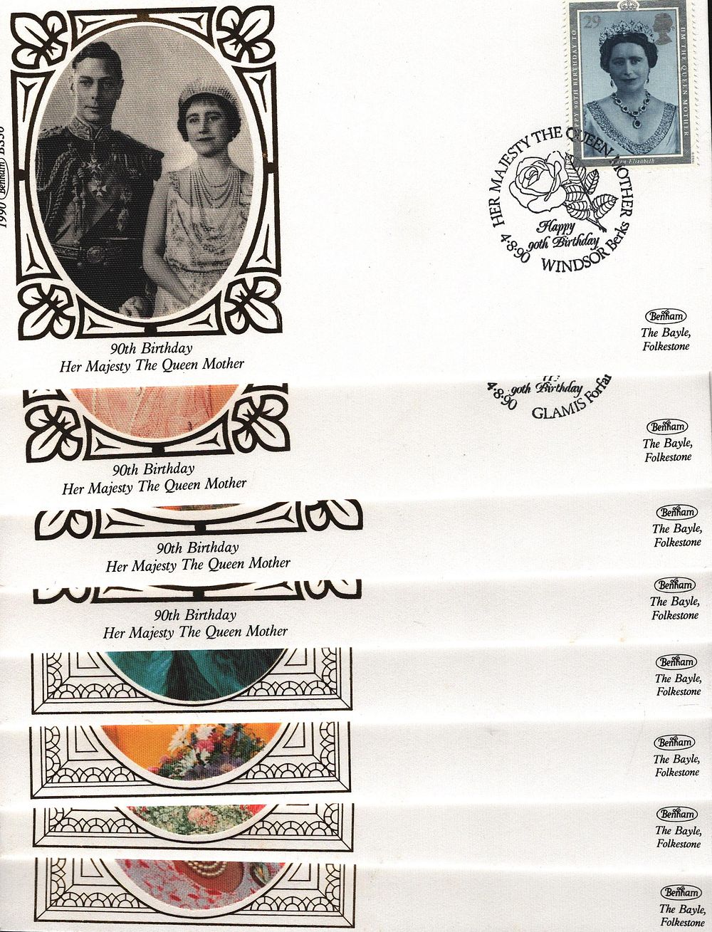 Lot 447: FDC Benham Collection 8. 90th Birthday Her Majesty...