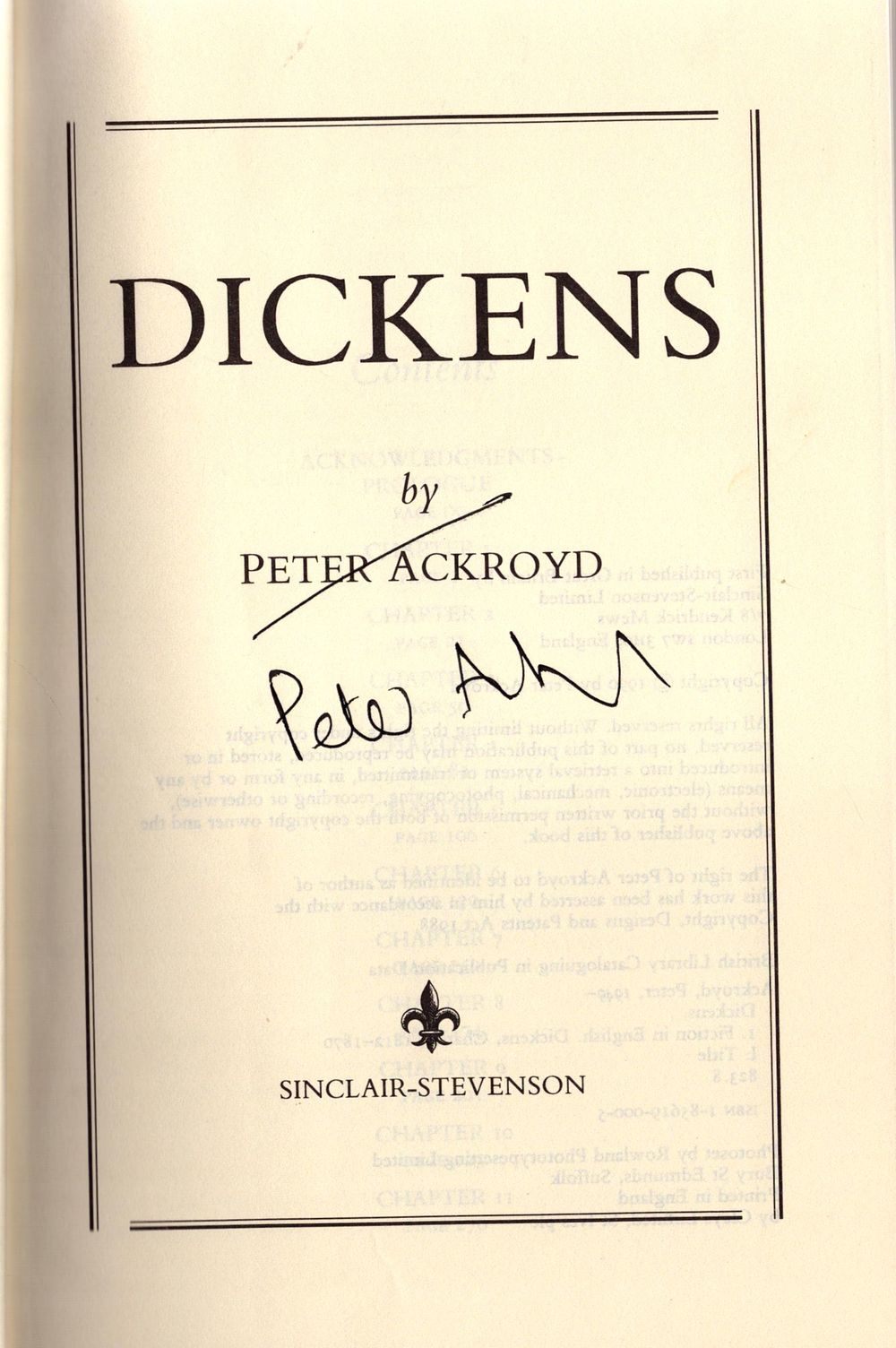 Lot 450: Peter Ackroyd signed first edition hardback book titled...