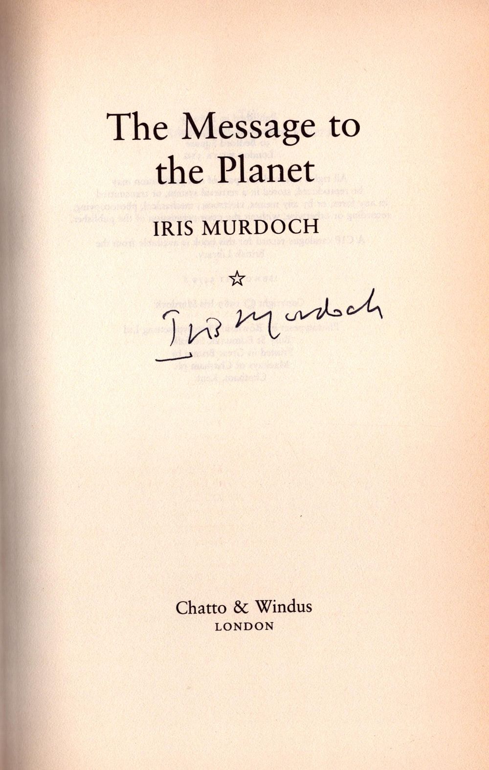 Lot 456: Iris Murdoch signed first edition hardback book titled...