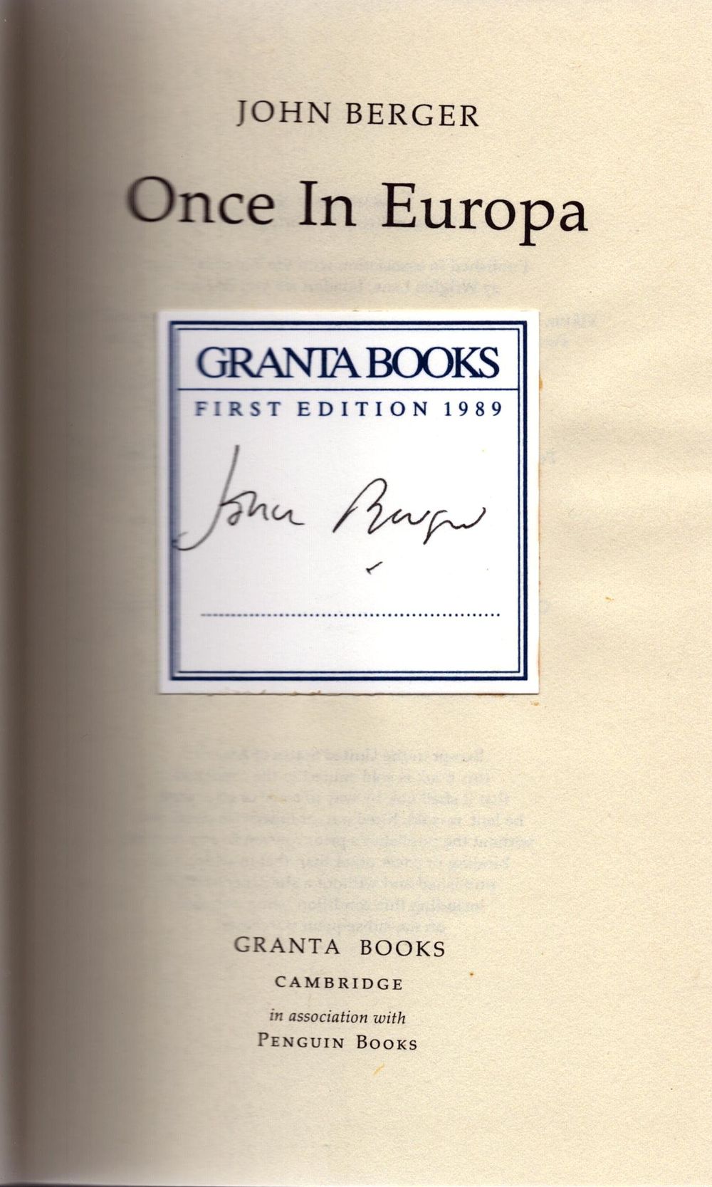 Lot 461: John Berger signed first edition hardback book titled...