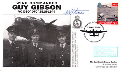 Sqn Ldr Noel. R. Stevens MBE Signed FDC. In Memory of Guy Gibson 1918 to 1994. Date stamped 