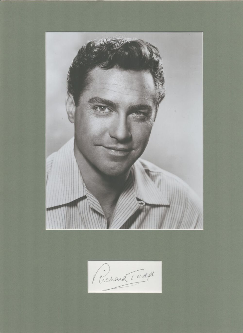 Lot 289: Richard Todd 16x12 inch overall mounted signature piece...
