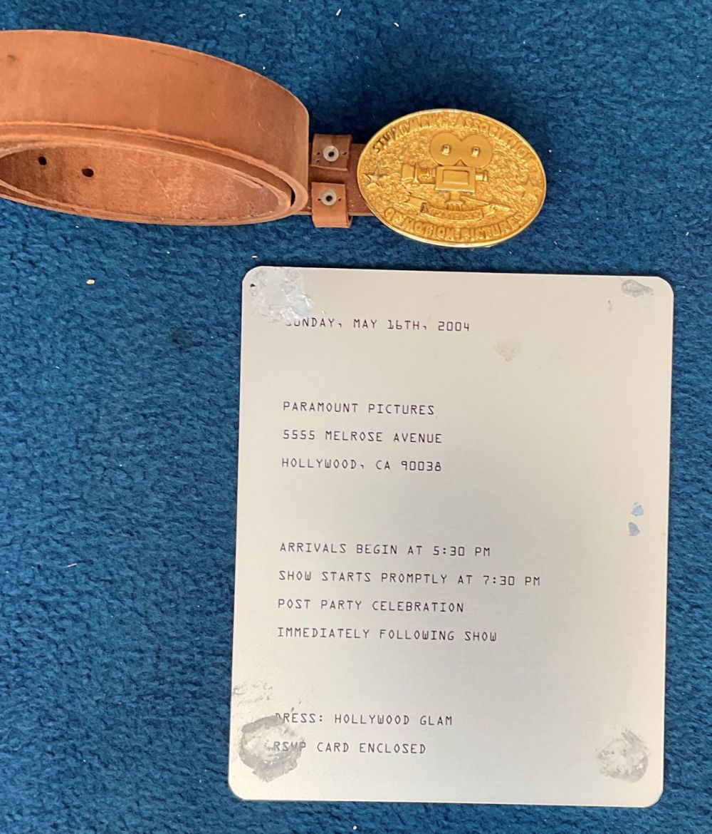 Lot 295: Rare Stuntmens Belt and Plaque for the 2004...