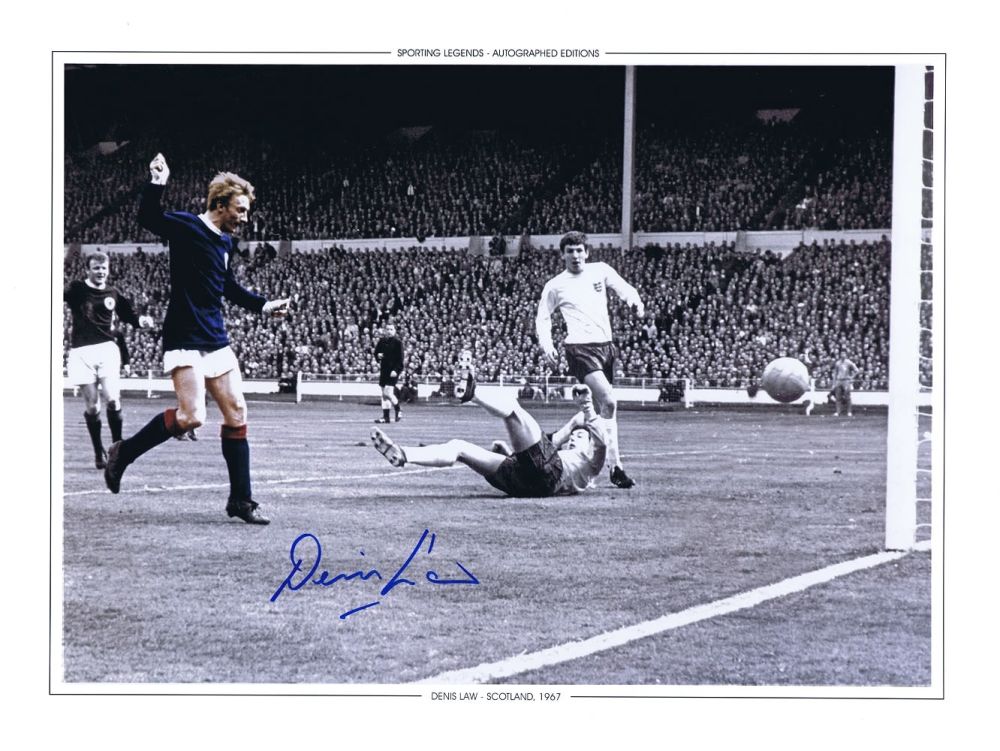 Lot 320: Autographed Denis Law 16 X 12 Photo-Edition Colourized,...