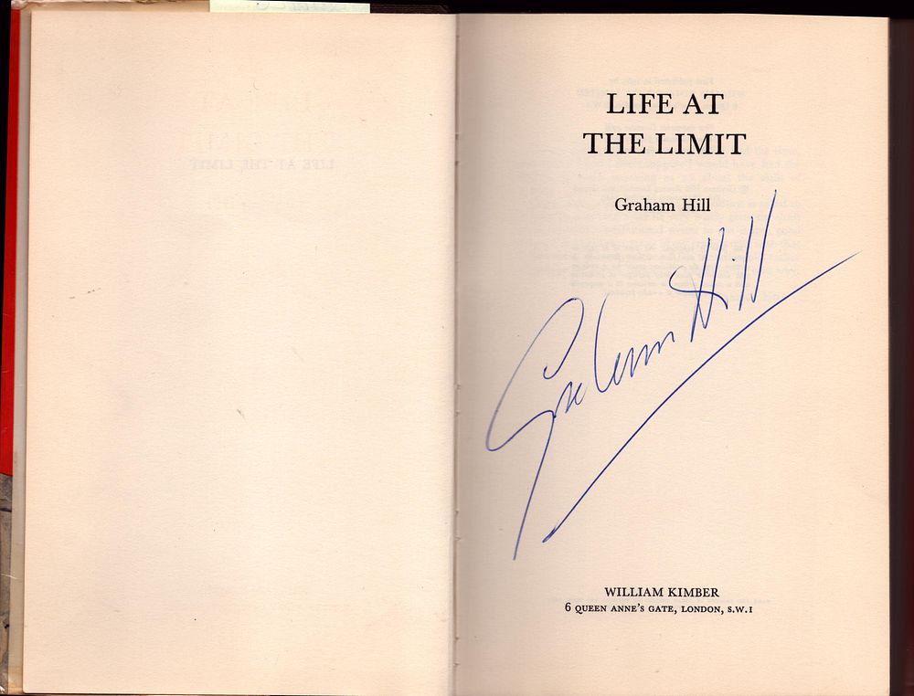 Lot 1: Formula One Graham Hill signed hardback book Third...