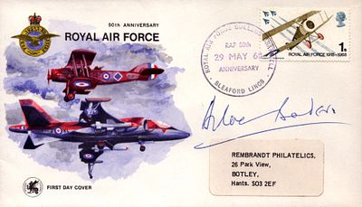 50th Anniv RAF FDC Signed by Gp Capt. Sir Douglas Bader. Battle of Britain Pilot. 29 May 68 