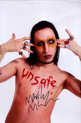 Marilyn Manson signed 12x8inch colour photo.