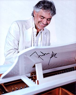 Andrea Bocelli signed 10x8inch colour photo.