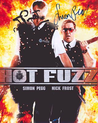 Simon Pegg and Nick Frost signed Hot Fuzz 10x8inch colour promo photo.