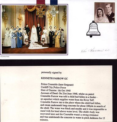 George Cross winner Kenneth Farrow GC 1948 signed GC VC cover no. 8 of 17 issued. Scarce only 