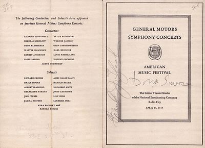Frank Black and Dana Suesse Mult signed General Motors Symphony Concerts American Music 