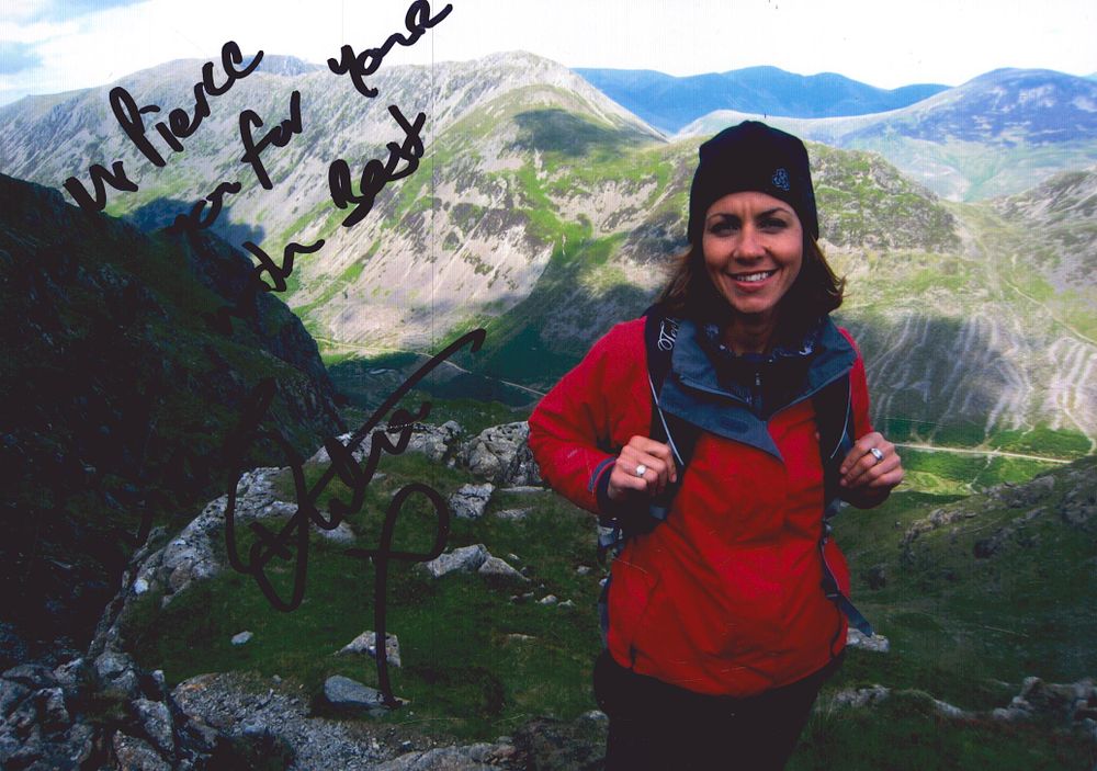 Lot 153: Julia Bradbury signed coloured photo, 7x5 inch, DEDICATED.
