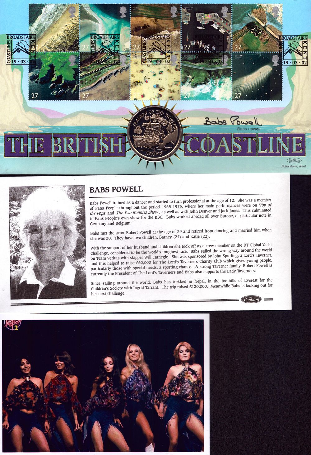 Lot 159: Babs Powell signed The British Coastline FDC, with...