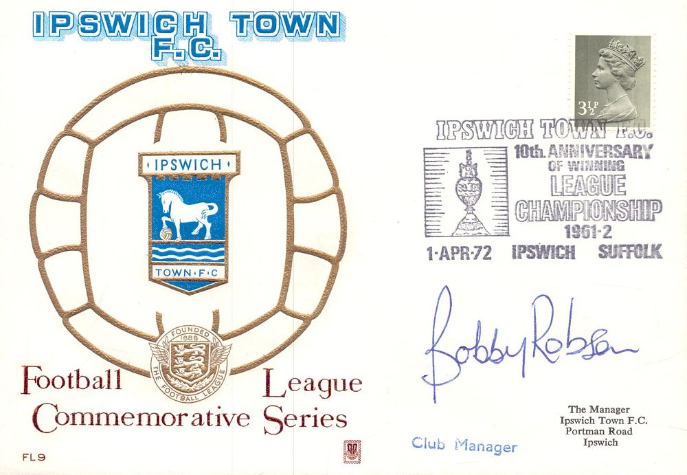 Lot 312: Bobby Robinson signed Ipswich Town FC Football Commemorative...