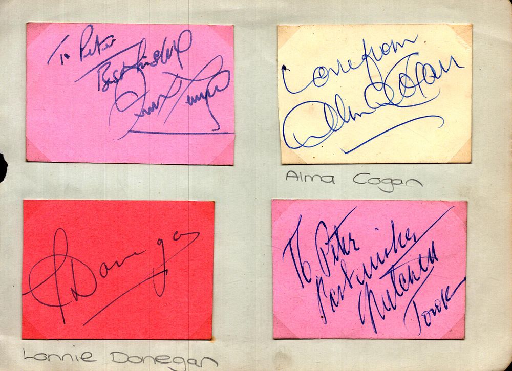 Lot 315: Alma Cogan, Lonnie Donegan and others signed signature...