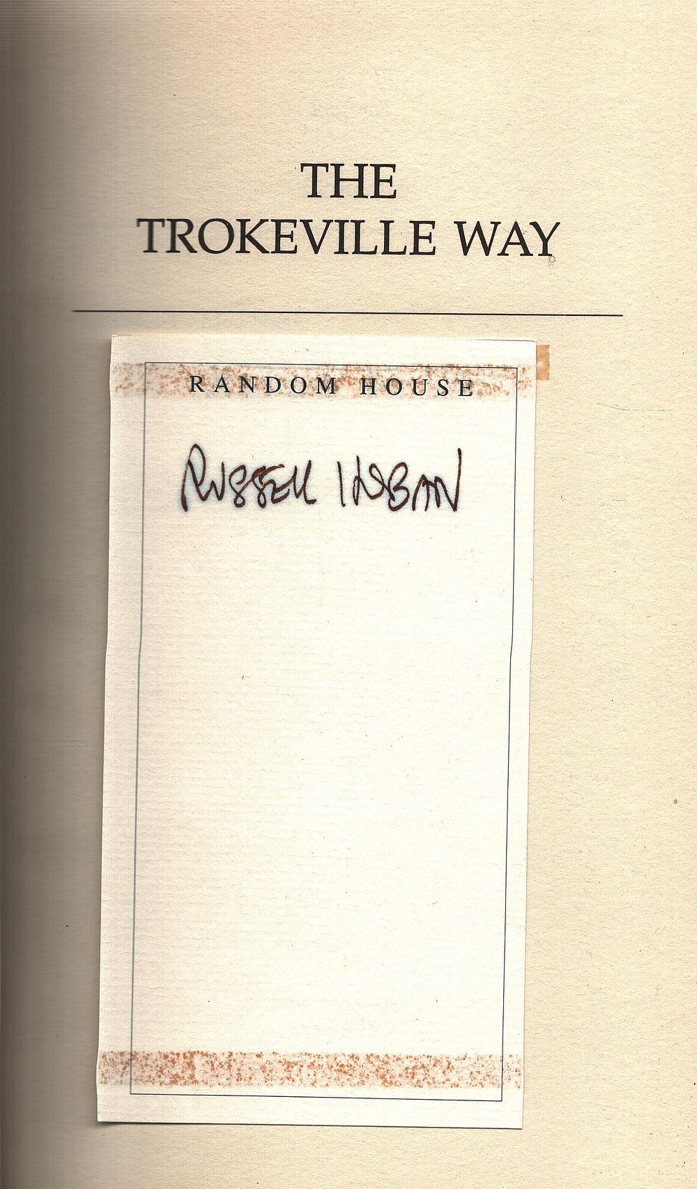 Lot 412: Russell Hoban signed Titled:The Trokeville Way Hardback Book....