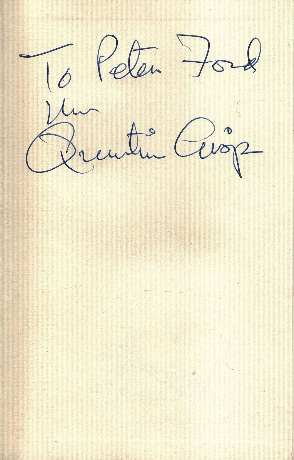 Lot 430: Quentin Crisp signed. Titled How to Have a...
