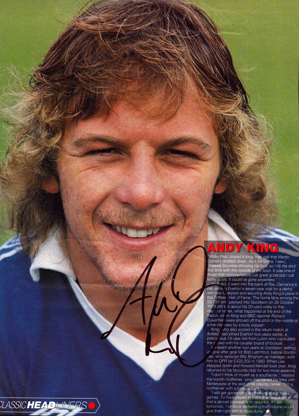Lot 472: Andy King signed magazine clipping 10x8.