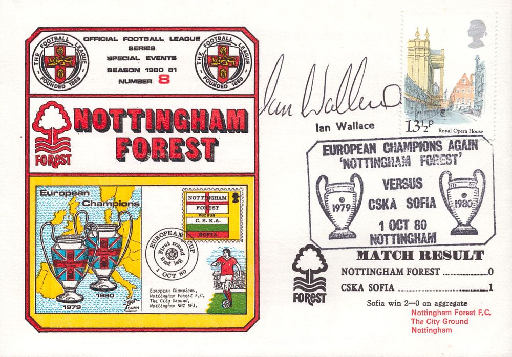 Lot 475: Ian Wallace signed FDC Nottingham Forest V Cska...