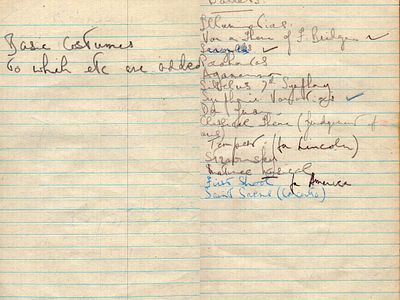 Sir Fredick Ashton handwritten ballet notes regarding Illuminations, Don Juan, Sibelius, Saint 