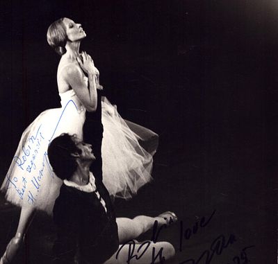 Natalie Makarova and Ivan Nagy signed ballet black and white 9x7inch photo, DEDICATED.