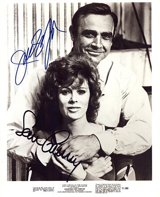 Sean Connery and Jill St John signed James Bond 007 10x8 inch black and white photo.