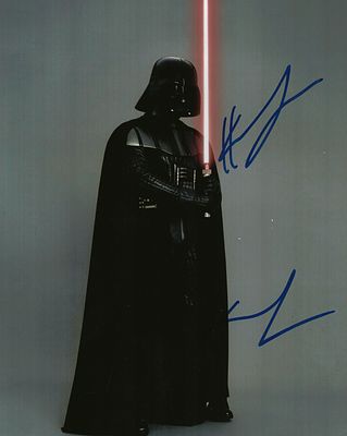 Hayden Christensen & George Lucas multi signed 10x8 inch colour photo. 'Darth Vader Star Wars 