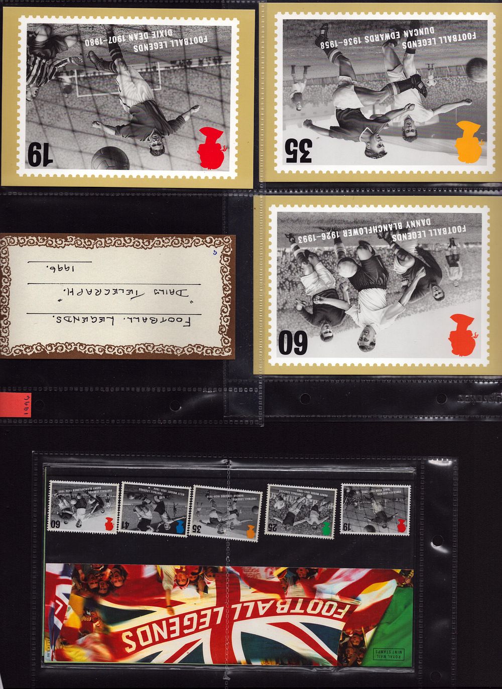 Lot 210: Football Legends Stamp and corresponding Postcard Royal Mail...