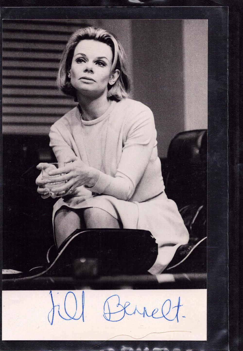Lot 230: Jill Bennett signed 6x4 inch approx. black and...