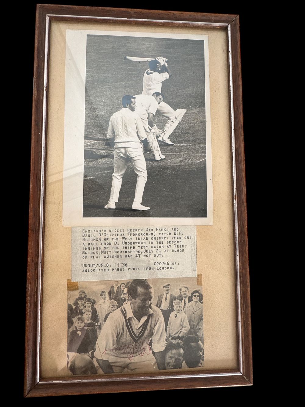 Lot 303: Basil D`Oliviera signed vintage black and white press...