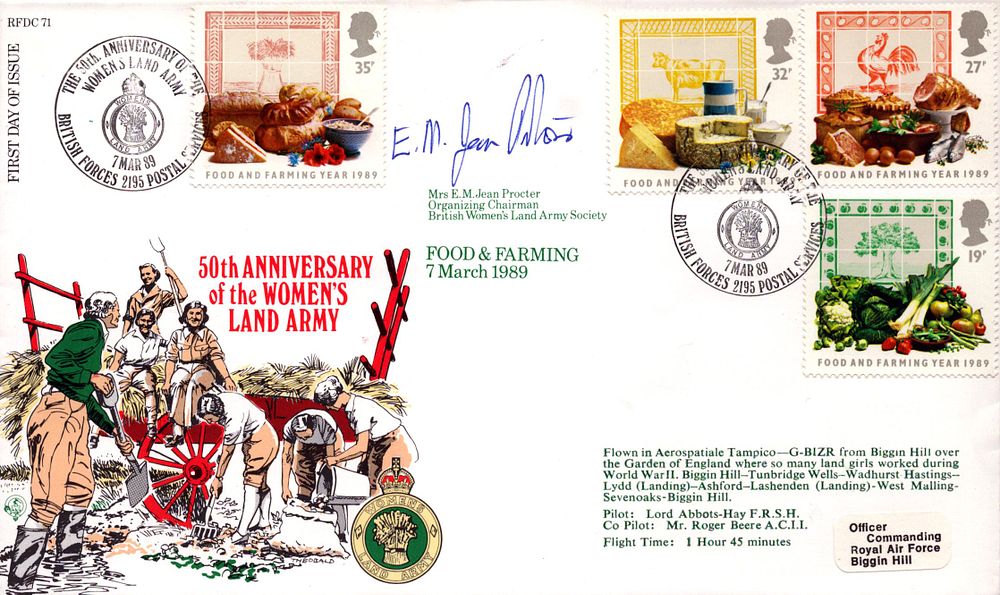 Lot 314: Mrs E.M. Jean Procter signed FDC. Group Captain...