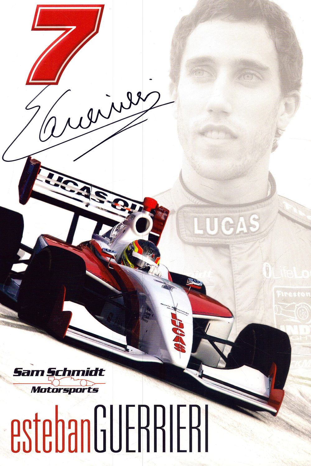 Lot 325: Esteban Guerrieri signed Sam Schmidt Motorsports promo card,...