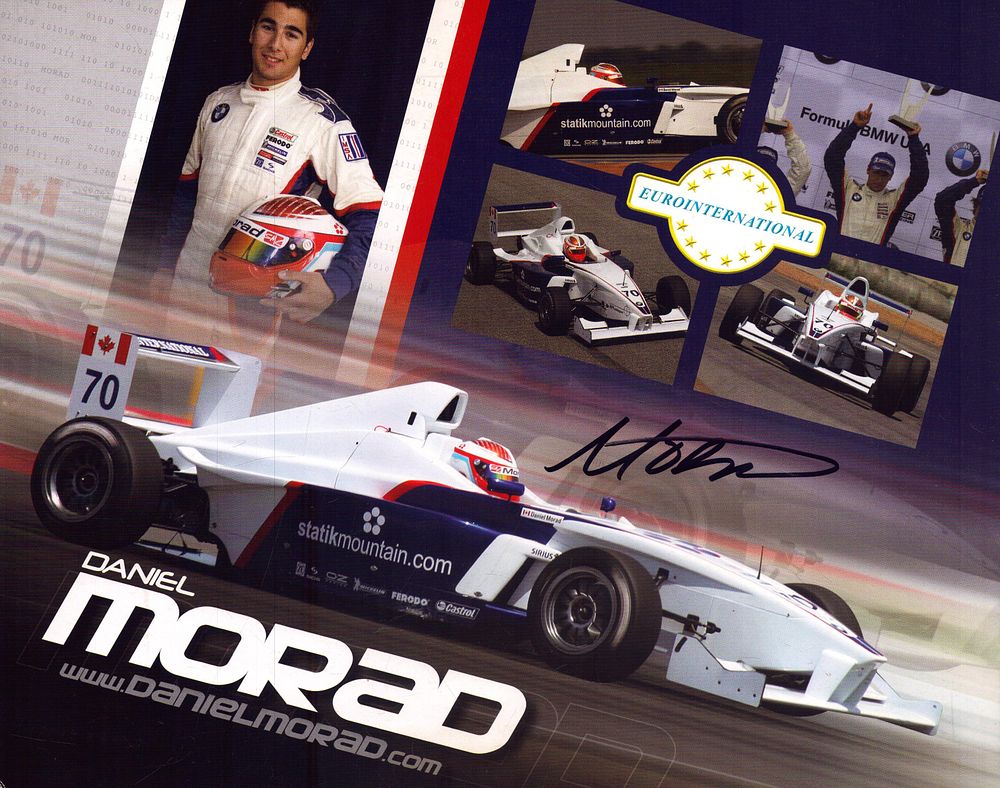 Lot 328: Daniel Morad signed racing promo card 10x8inch.