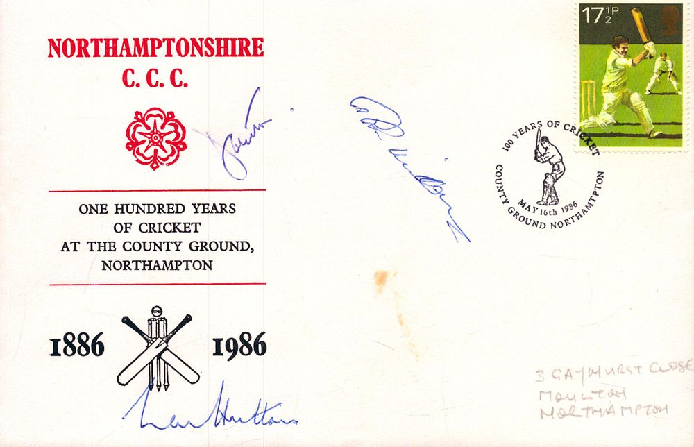Lot 340: Colin Milburn, Len Hutton and another signed Northamptonshire...