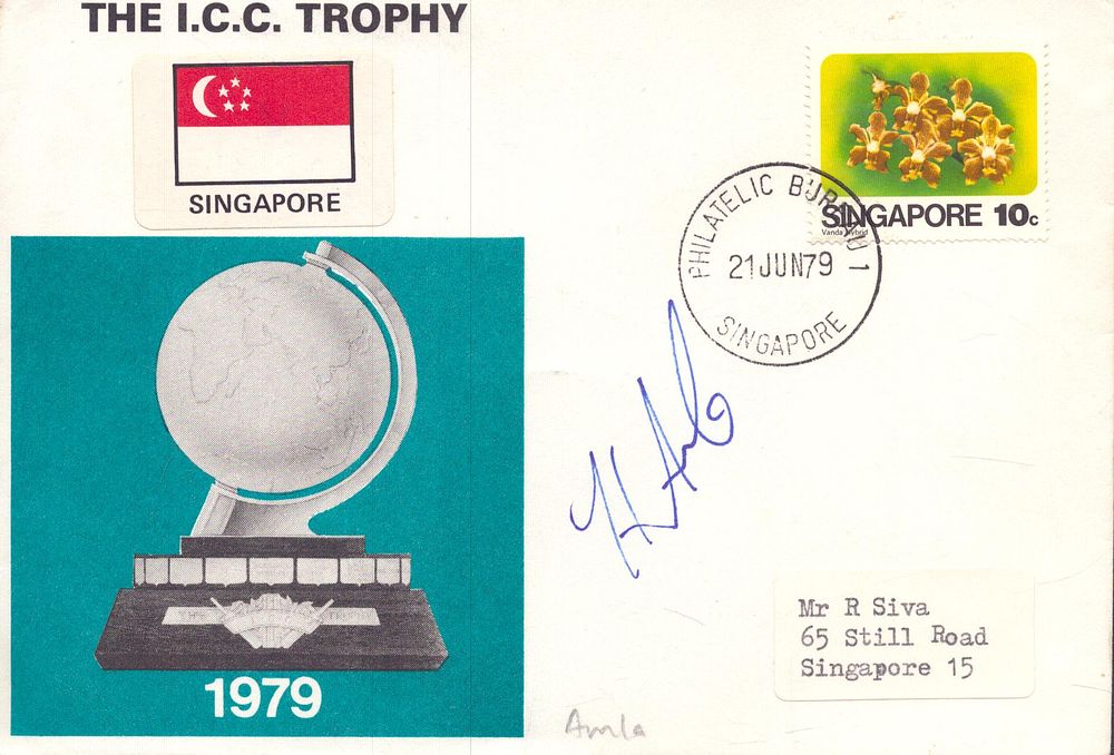 Lot 345: Hashim Amla signed The I.C.C. Trophy Singapore 1979,...