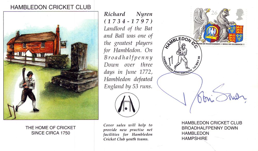 Lot 352: Robin Smith signed Hambleden Cricket Club stamped May...