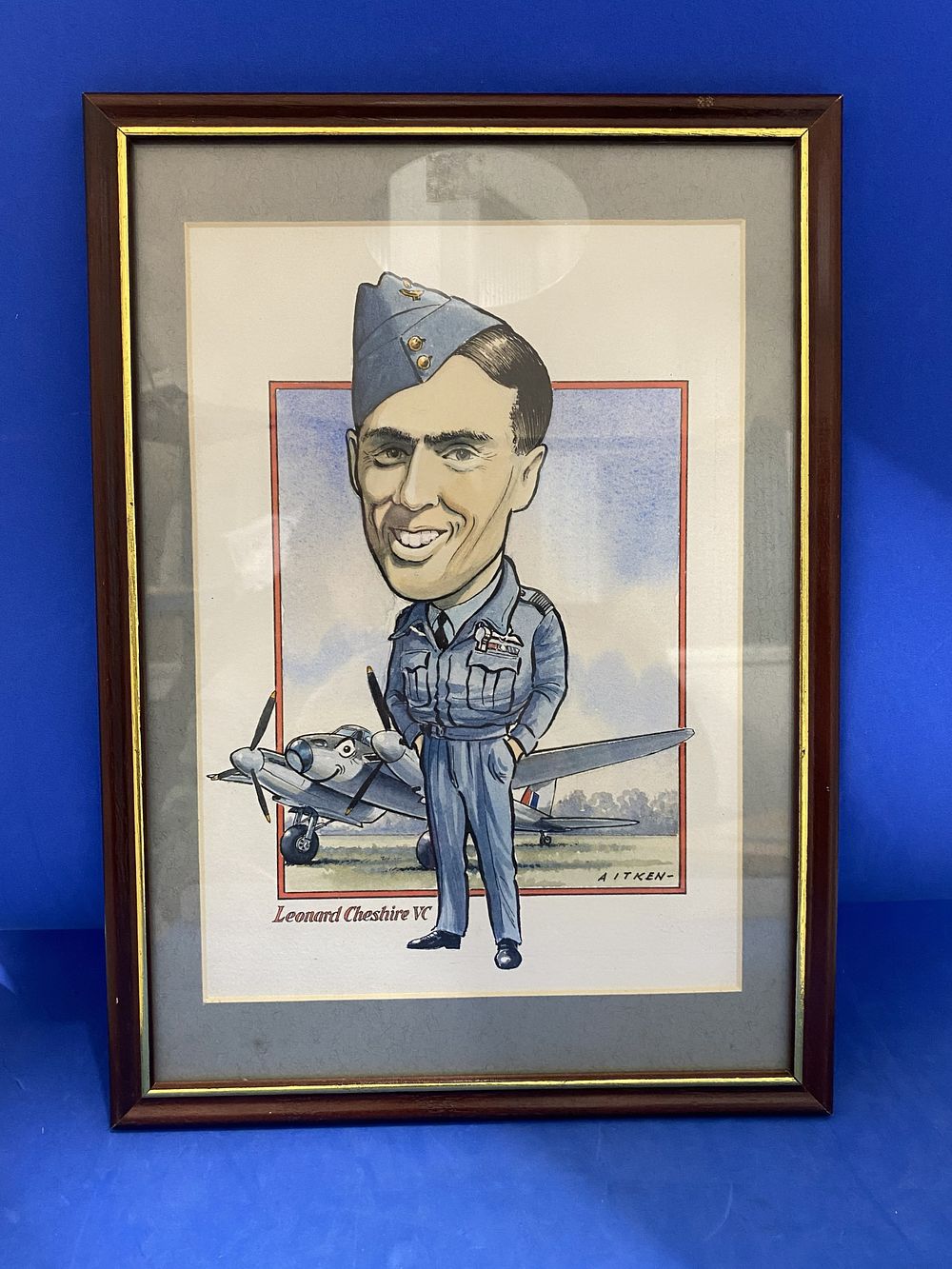 Lot 441: Ken Aitken original painting of Leonard Chesire VC...
