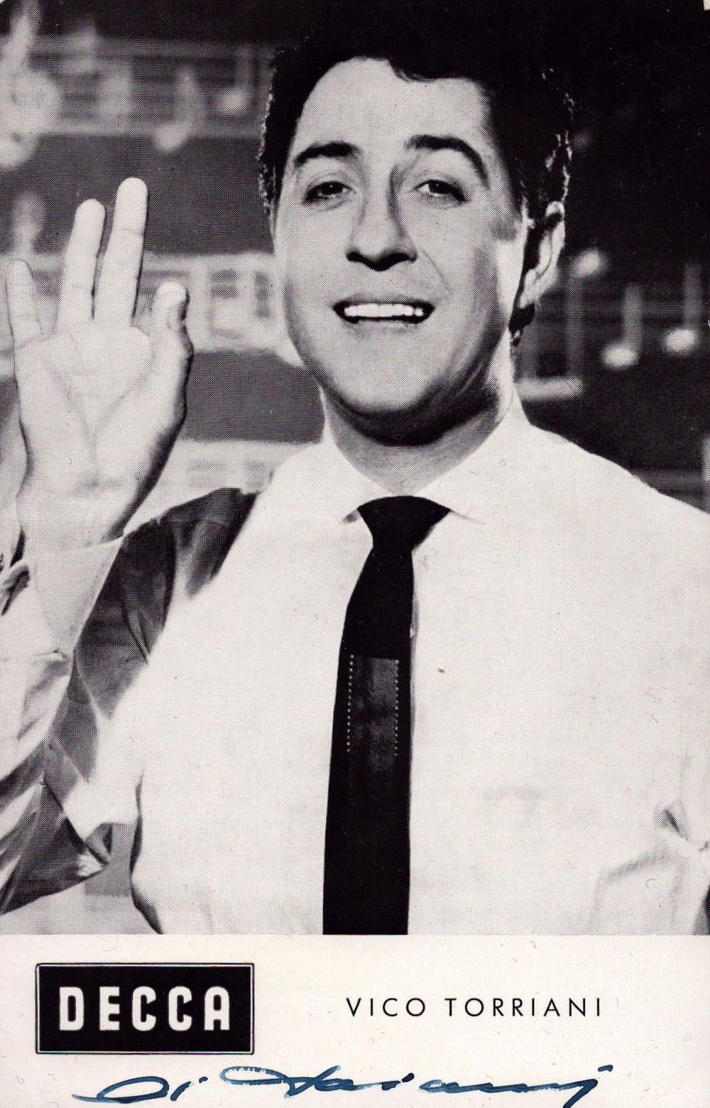Lot 446: Vico Torriani signed promo card, black and white...