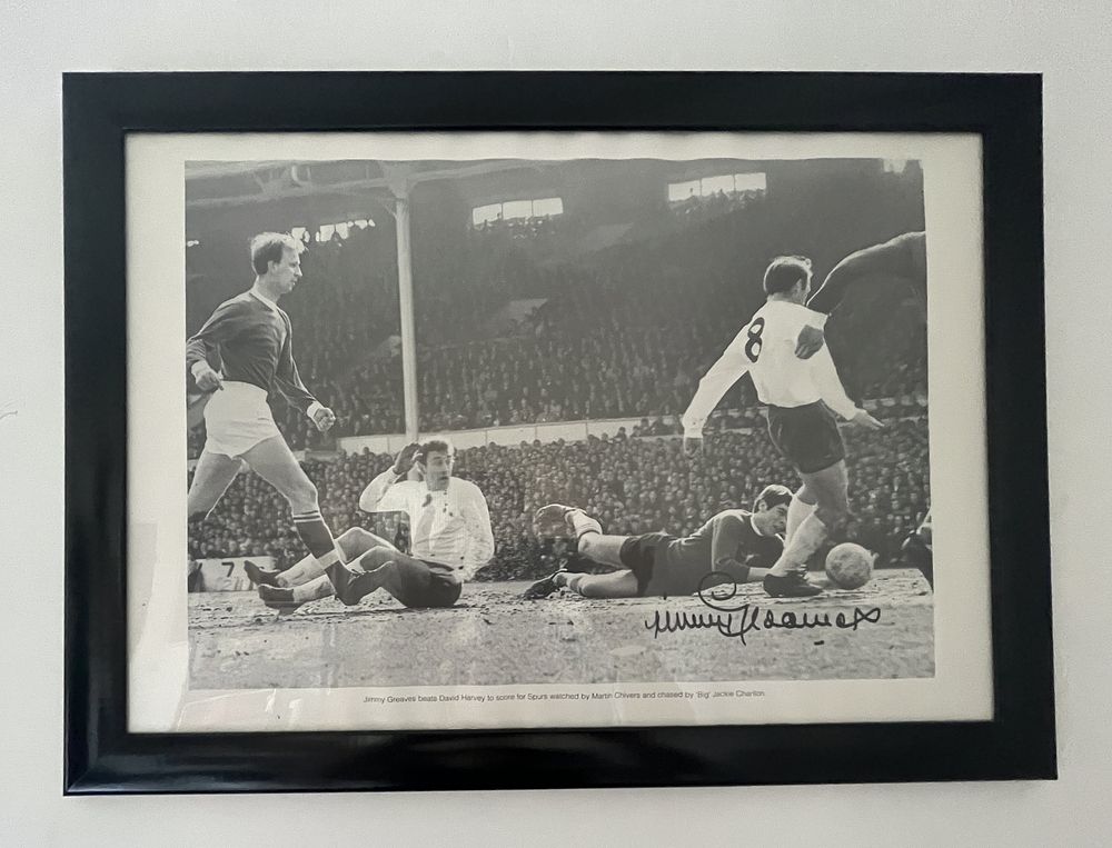Lot 455: Jimmy Greaves Tottenham signed black and white print....